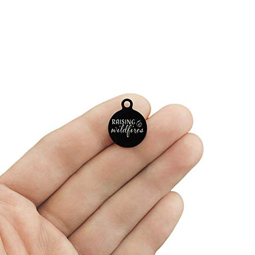 Family Black Stainless Steel Charms - Raising Wildfires - Smaller Size - Exclusive Line - Quantity Options - BFS5804BK Choose Quantity Bulk 20 Charms