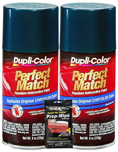 Dupli-Color Emerald Green Pearl Perfect Match Automotive Paint for Chrysler Vehicles - 8 oz Bundles with Prep Wipe -3 Items-