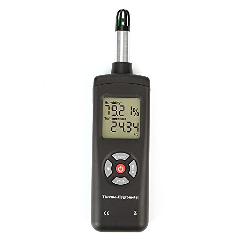 Digital Handheld Humidity Temperature Tester Meter Thermo-hygrometer with LCD Display Portable Hygrometer Temperature Measuring Meter Gauge with Humidity Range 0 to 100% RH Data Hold Function