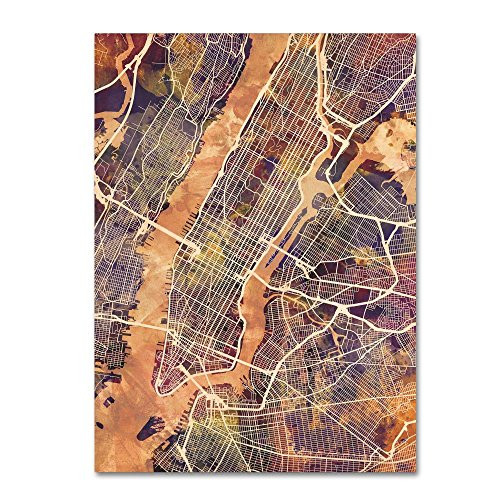 Trademark Fine Art New York City Street Map by Michael Tompsett, 18x24-Inch Canvas Wall Art Trademark Fine Art New York City Street Map by Michael Tompsett, 18x24-Inch Canvas Wall Art