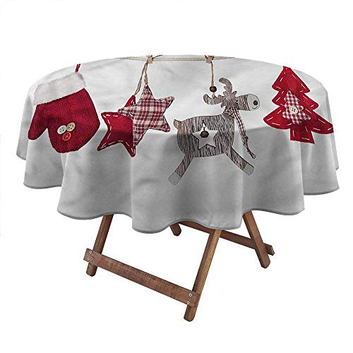 carmaxsHome Table Cloth Christmas for Picnic Party Patio Table Camping Retro Items on Rope 48 inch Round