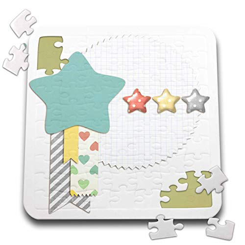 3dRose Cute Stars On Graph Circle with Ribbons Illustration - Puzzles -pzl_328605_2-