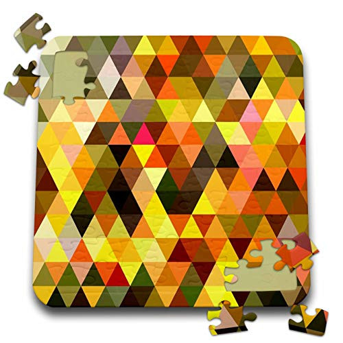3dRose Lens Art by Florene - Geometric Xtra Bright - Image of Triangle Checks in Fall Colors - 10x10 Inch Puzzle -pzl_324425_2-