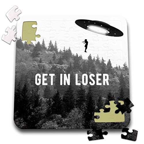 3dRose Get in Loser. Black and White Photo of Tree line with UFO Taking... - Puzzles -pzl_328362_2-