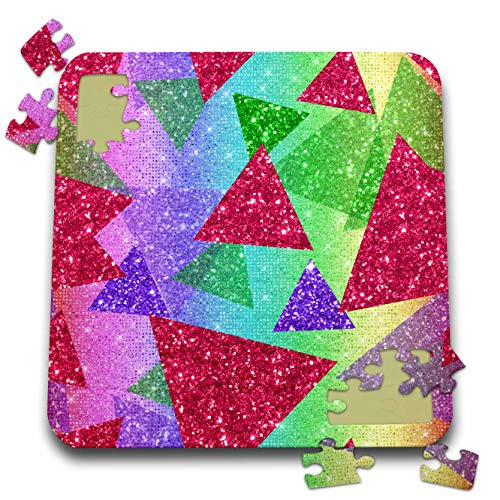 3dRose Modern Glam Rainbow Colors Image of Glitter Triangle Geometric... - Puzzles -pzl_338063_2-
