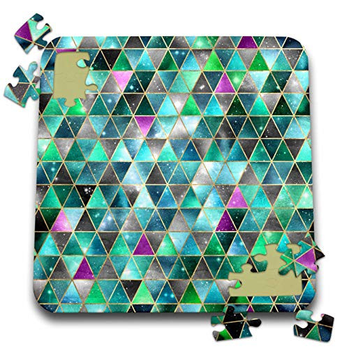 3dRose Modern Green and Purple Galaxy Sky Triangle Geometric Pattern - Puzzles -pzl_335961_2-