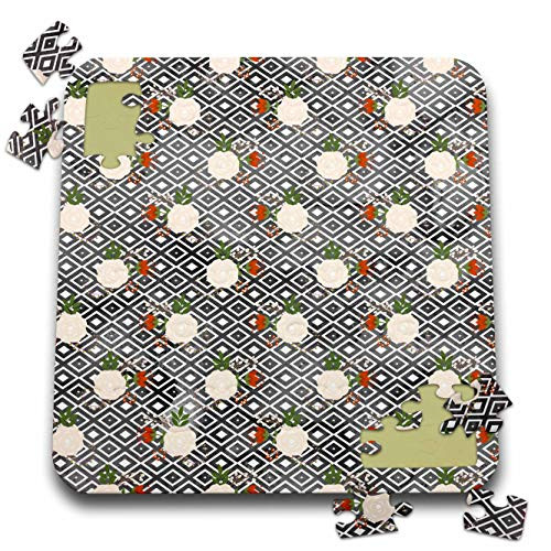 3dRose Anne Marie Baugh - Patterns - Contemporary Floral Over Geometric Triangle Pattern - 10x10 Inch Puzzle -pzl_323066_2-