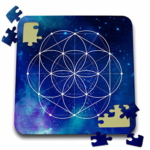3dRose Sacred Circles Flower Geometry On A Brilliant Blue Galaxy Background - Puzzle 10 by 10-inch -pzl_254916_2-