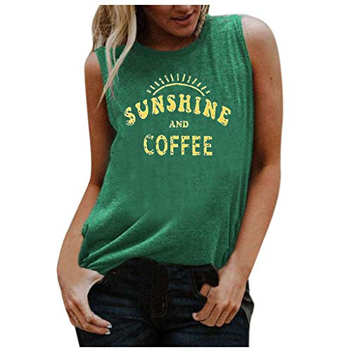 Crop Tops for Women Summer Women Tank Tops Sleeveless T-Shirt Blouse Casual Vest Tops Loose Summer Shirts Green