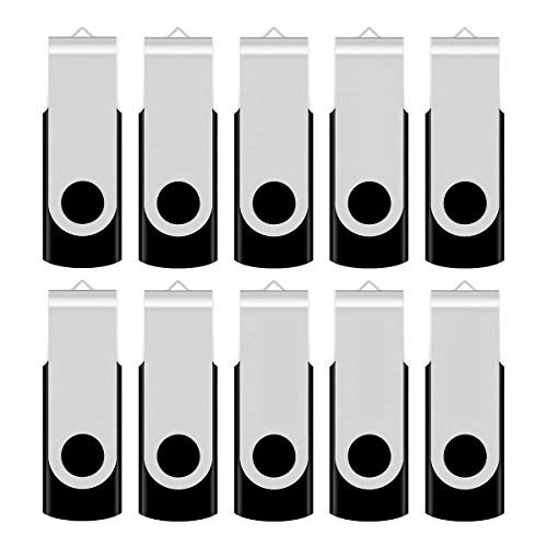 Aiibe 4GB Flash Drive Bulk 4GB USB Flash Drive Thumb Drives 10 Pack USB 2.0 Memory Stick Jump Drive Zip Drives Swivel Keychain Design -4GB Black-