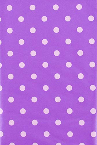 Happy Easter Polka Dots Vinyl Flannel Back Tablecloth -52 inch x 90 inch Oblong Purple-