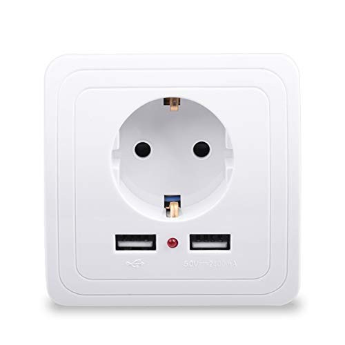 ZUO JIAFAN Smart Home Best Dual USB Port 2400Ma Wall Charger Adapter 16A EU Standard Electrical Plug Socket Power Outlet Panel 110~250V 2400mA EU