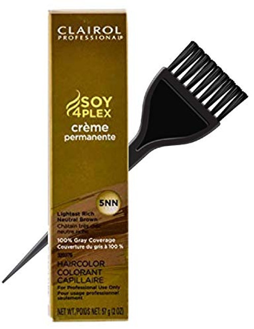 Clairol Soy4Plex Premium PERMANENT CREAM HAIR COLOR -w/Sleek Tint Brush- 100 percent Gray Coverage Creme Permanente Professional Grey Haircolor Dye -5NN Lightest Rich Neutral Brown- Clairol Soy4Plex Premium PERMANENT CREAM HAIR COLOR -w/Sleek Tint Brush- 100 percent Gray Coverage Creme Permanente Professional Grey Haircolor Dye -5NN Lightest Rich Neutral Brown-