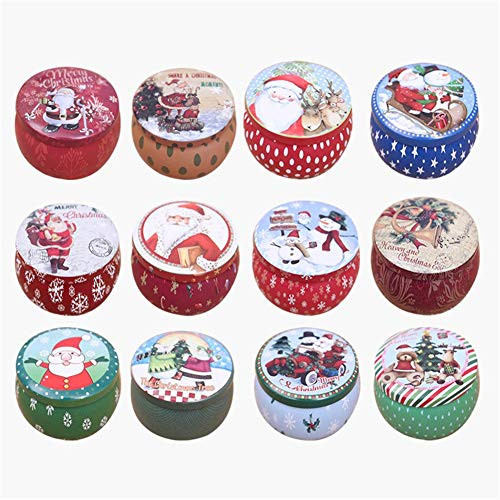 WElinks 12Pcs Christmas Candy Tin Boxes Case Package Xmas Gift Box Candy Packaging Candy Jar Cookie Box Chocolate Case Candy Display Box Storage Organizer Box Christmas Decoration Crafts -B-