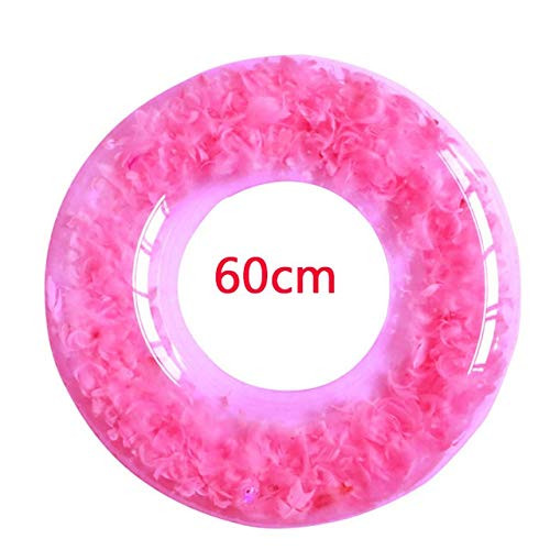 Jiaye Cartoon Anime Keychain Summer Beach Swim Circle Float Water Pool Party Inflatable Swimming Ring Float Round Feather Sequins Rings -Color  Pink 60cm-
