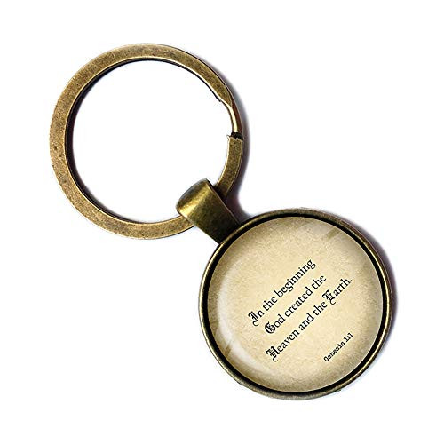 Genesis 11 God Created the Heaven and Earth King James Version KJV Bible Bronze Keychain Keyring