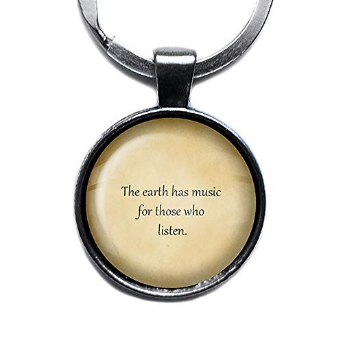 William Shakespeare The Earth has Music for those who Listen Silver Keychain Keyring