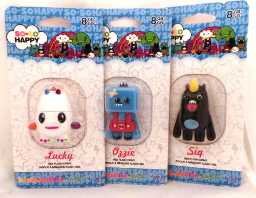 SanDisk SoSo Happy 8GB USB Flash Drives 3-Pack) SIQ, OZZIE, AND LUCKY