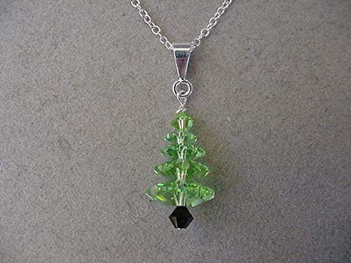 Silver Swarovski Crystal Christmas Tree Necklace Swarovski peridot or green Crystals CHRISTMAS Jewelry Silver Swarovski Crystal Christmas Tree Necklace Swarovski peridot or green Crystals CHRISTMAS Jewelry