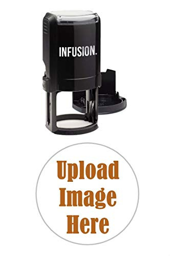 Infusion 1-5/8 inch x 1-5/8 inch Custom Large Round Self-Inking Logo Stamp Light Brown