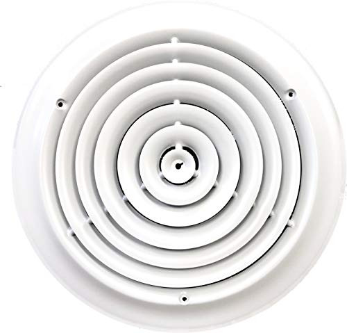 HBW 12 inch Round Ceiling Diffuser White Powder Coated with Outside Dimension of 16 inch Fitting in 12 inch Duct