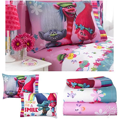 Dreamworks Trolls Girls Twin Bedding Sheet Set
