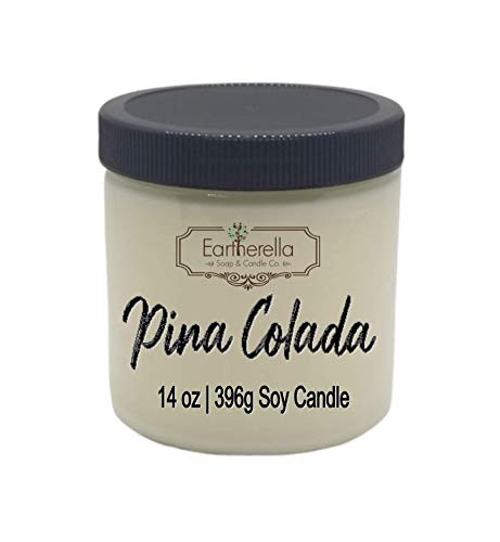PINA COLADA Natural Soy Wax 14 oz. Jar Candle 90 Plus hours VEGAN
