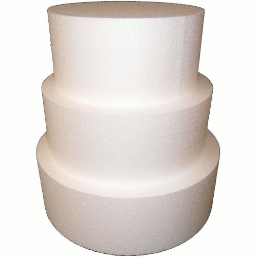 Shape Innovation - Round Cake Dummy set - Set Of 3 Each 5 inch High By 10 inch 12 inch  and  14 inch Rounds. High quality EPS foam. Perfect for wedding cakes birthday cakes display cakes anniversary cakes.