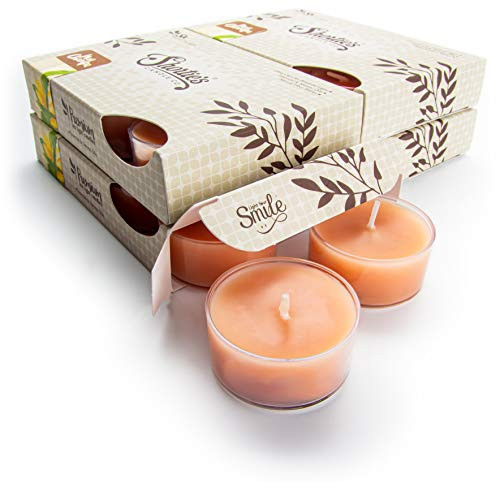 Nag Champa Tealight Candles Bulk Pack -24 Brown Highly Scented Tea Lights- - Made with Natural Oils - Clear Cup for Beautiful Candlelight - Incense  and  Earth Collection