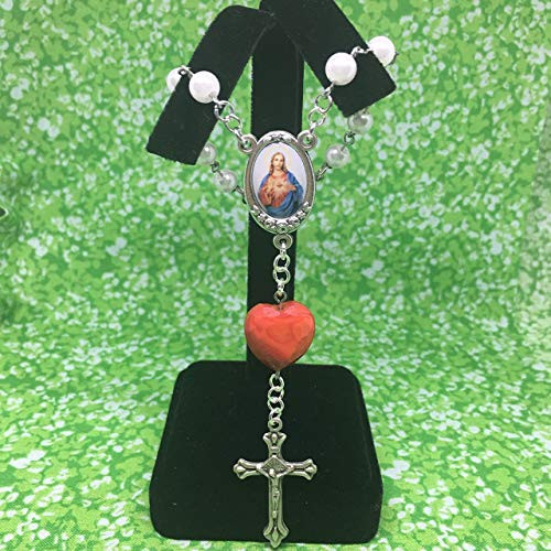 Sacred Heart of Jesus 1-Decade Rear View Mirror Car Rosary