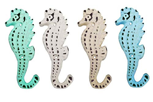Cast Iron Seahorse Wall Hooks Set of 4
