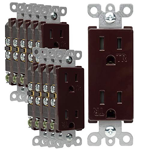 -10 PACK- SURGERITE 15A Brown Decorator Receptacle Outlet Tamper Resistant UL Listed 125V