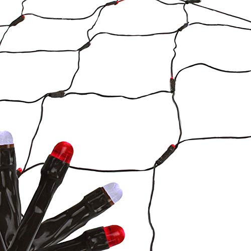 2 x 8 Red and White Twinkle LED Net Style Tree Trunk Wrap Christmas Lights - Brown Wire