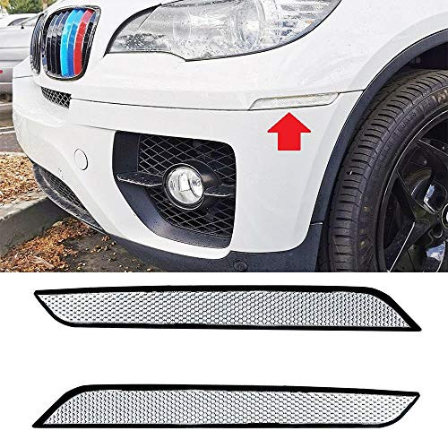 alittlepanda Bright-TECH Series Clear Lens Clip On Skull Front Bumper Side Marker Replacement Reflector Kit Designed for E71 X6 E70 X5M