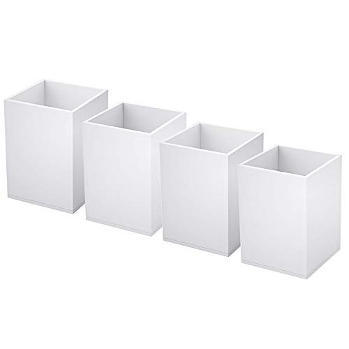 NIUBEE White Acrylic Pen Holder 4 Pack Desktop Pencil Cup Stationery Organizer for Office Desk Accessory