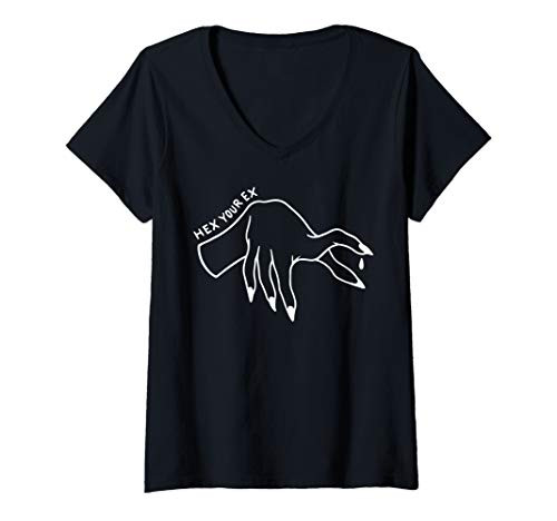 Womens Witch Hex Your Ex Pagan Black Magic Occult Spells Witchcraft V-Neck T-Shirt