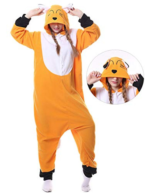 Fox Onesies Adult Pajamas Plus One Piece Cosplay Animal Halloween Costume for Women Men