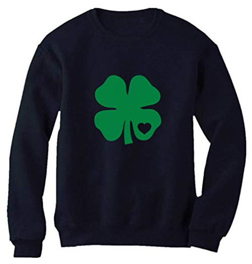 Irish Shamrock Green Clover Heart St. Patricks Day Women Sweatshirt Large Navy