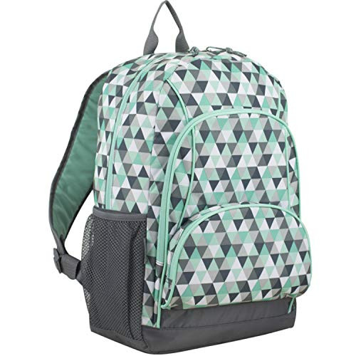 Eastsport Multi Pocket School Backpack Mint/Ash Gray/Triangle Print