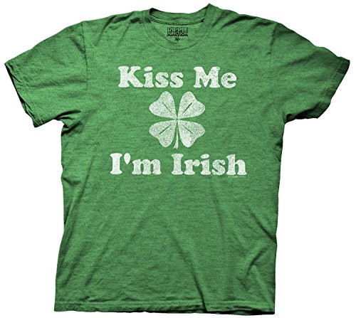 St Patricks Day Kiss Me Im Irish Adult Green Heather T-Shirt -X-Large-