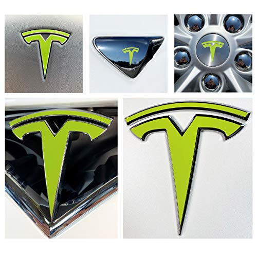 Custom Cut Graphics Tesla Model X Logo Decal Wrap 14-pc Set -Gloss Lime Green-