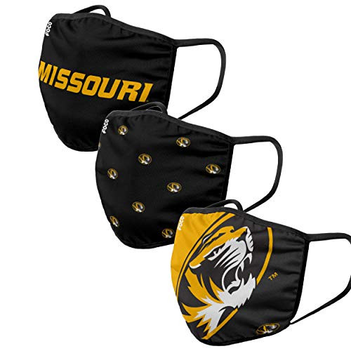 FOCO Missouri Tigers NCAA Printed Face Cover - Adult - 3 Pack Team Logo
