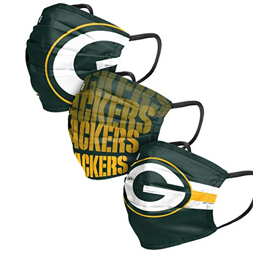 Green Bay Packers NFL Mens Matchday Face Cover - Adult - 3 Pack