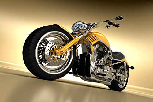 Yellow Custom Chopper Motorcycle Photo Art Print Cool Huge Large Giant Poster Art 54x36