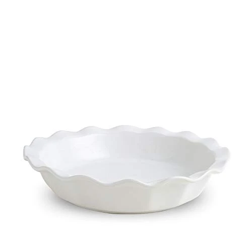 KOOV Ceramic Pie Dish 9 Inches Pie Pan Pie Plate for Dessert Kitchen Round Ceramic Baking Dish Pan for Dinner Gradient Series -White-