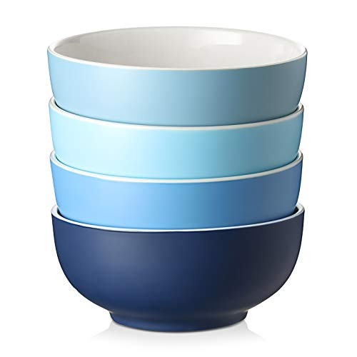DOWAN Ceramic Cereal Bowl Set 24 Ounces Cereal Bowls Set of 4 Porcelain Soup Bowls - Perfect for Serving Oatmeal Soup Pasta Salad Microwave and Dishwasher Safe Blue DOWAN Ceramic Cereal Bowl Set 24 Ounces Cereal Bowls Set of 4 Porcelain Soup Bowls - Perfect for Serving Oatmeal Soup Pasta Salad Microwave and Dishwasher Safe Blue