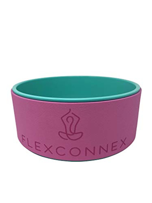 Flex Connex Wheel for Back Pain Stretches and Strengthens Core Muscles Relieves Strain to Muscles and Ligaments Helps Prevent Herniated/Bulging Discs -Pink-Teal 12.5 inch- Supreme-