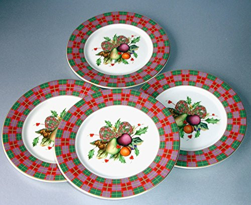 Lenox Tartan Holiday Set of 4 Party Tidbit Plates 6" New In Box
