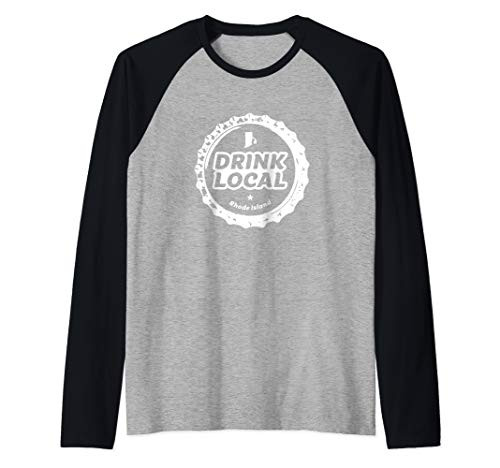 Drink Local Rhode Island Craft Beer Bottle Cap Raglan Baseball Tee