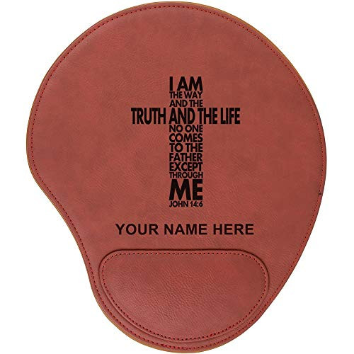 LaserGram Mouse Pad Bible Verse John 14-6 Personalized Engraving Included -Dark Brown-